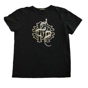 Roberto Cavalli Black Snake Cotton Graphic Logo T -Shirt Women’s Short Sleeve M